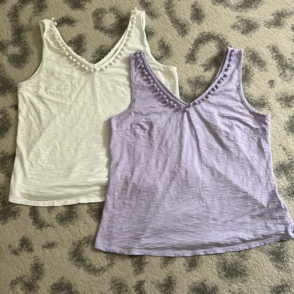 Lilly Pulitzer set of GiGi Tank tops with pom Pom sleeves size XL